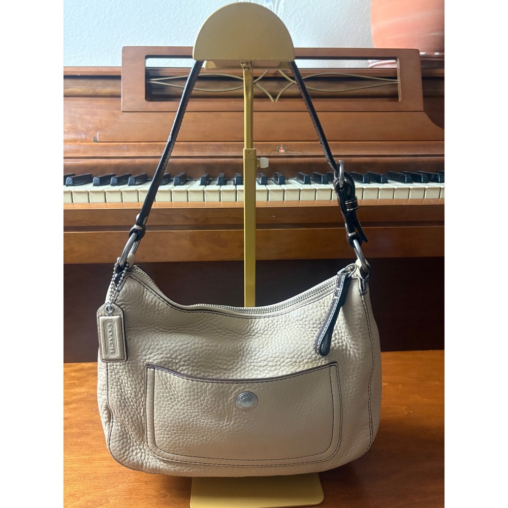 Coach Ergo Hobo Shoulder‎ Bag Cream Pebbled Leather F10890 Vintage Unisex